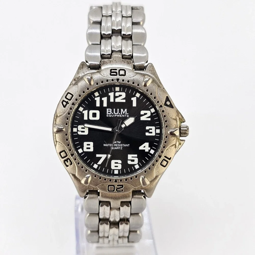 BUM Equipment Men's Analog Watch 38MM Black Dial Gray Band 7.5